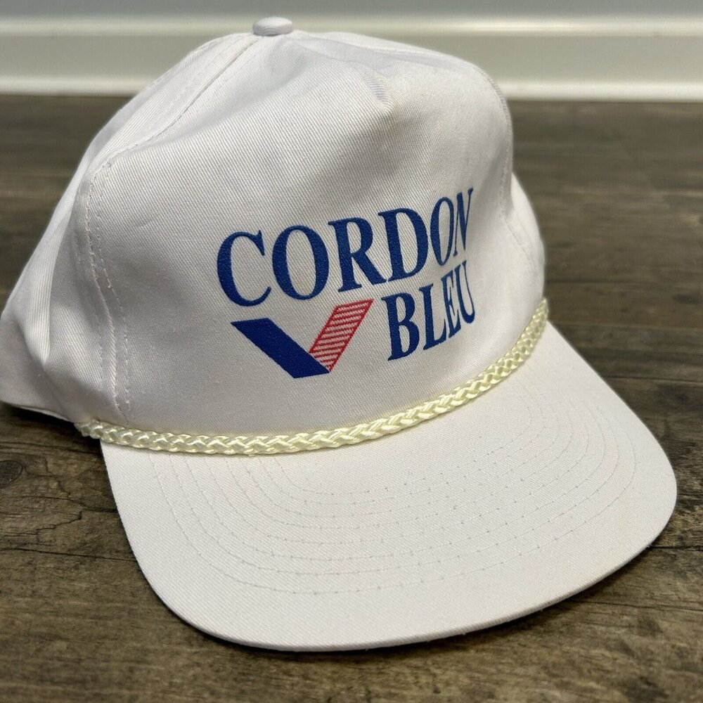 Vintage Mens Cobra Caps CORDON BLUE Hat Cap Rope White Snapback